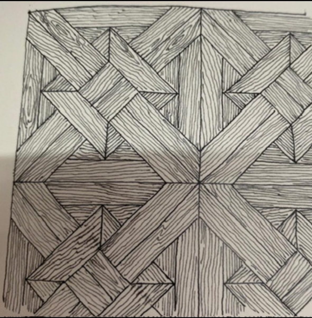 Bespoke Geometric Parquet Design Sketch Hand-drawn design sketch for a bespoke geometric parquet floor