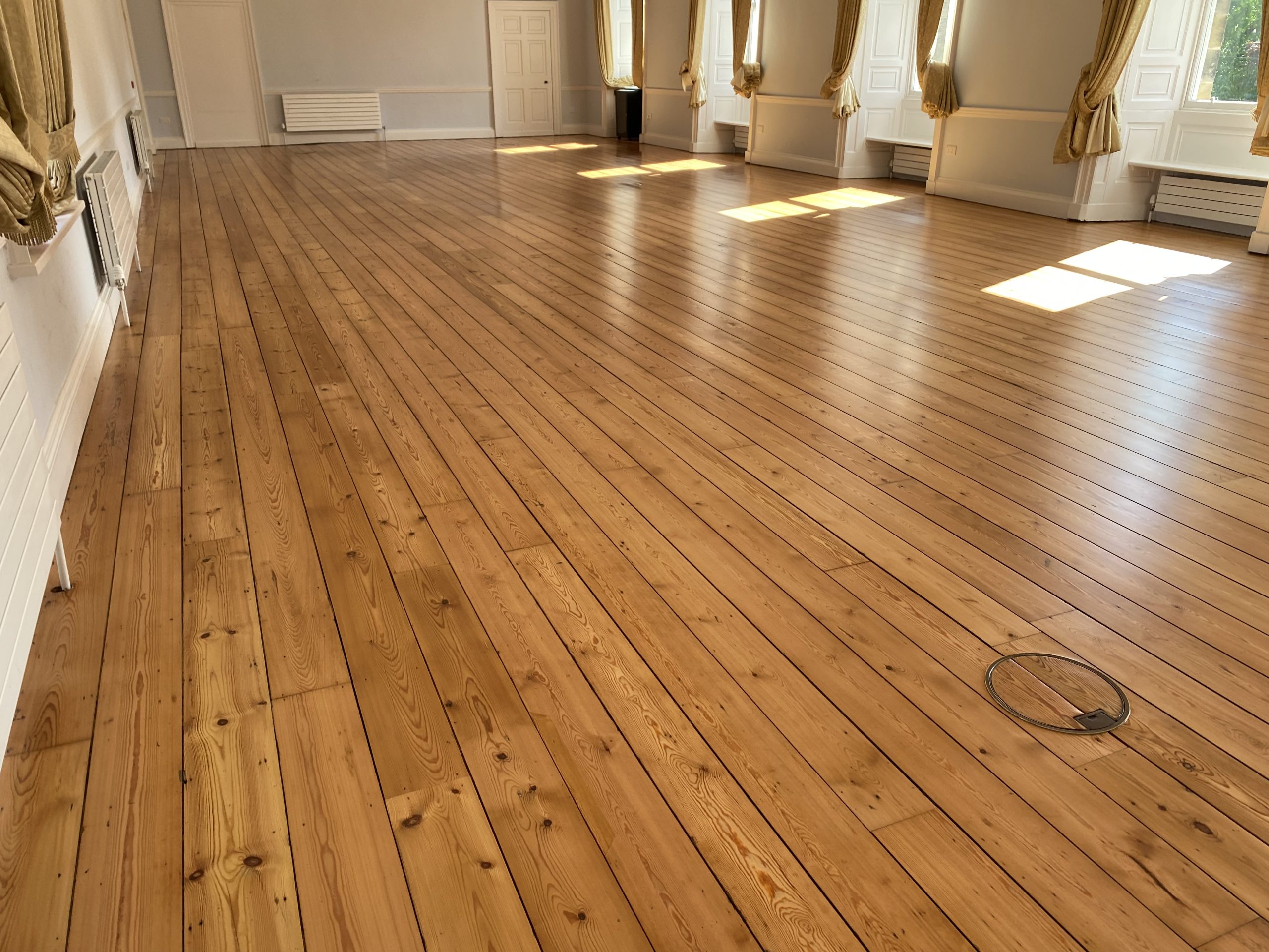 Restored timber flooring at Hexham Abbey
