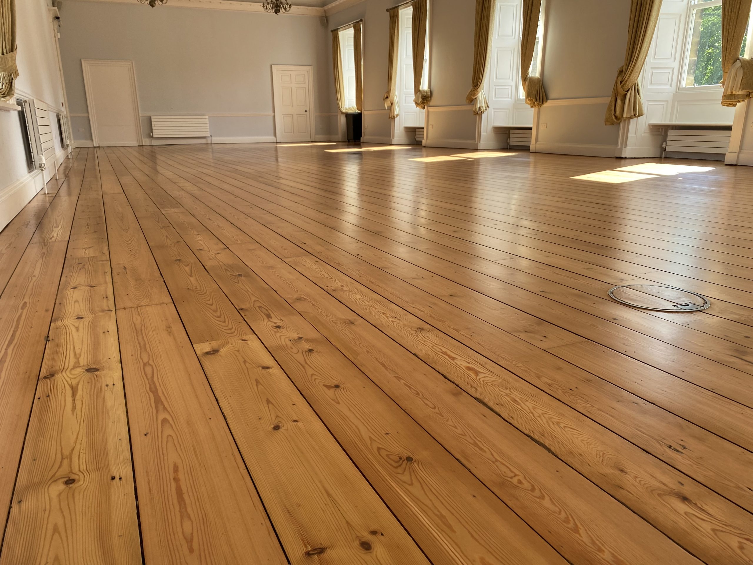 Finished timber floor after restoration at Hexham Abbey