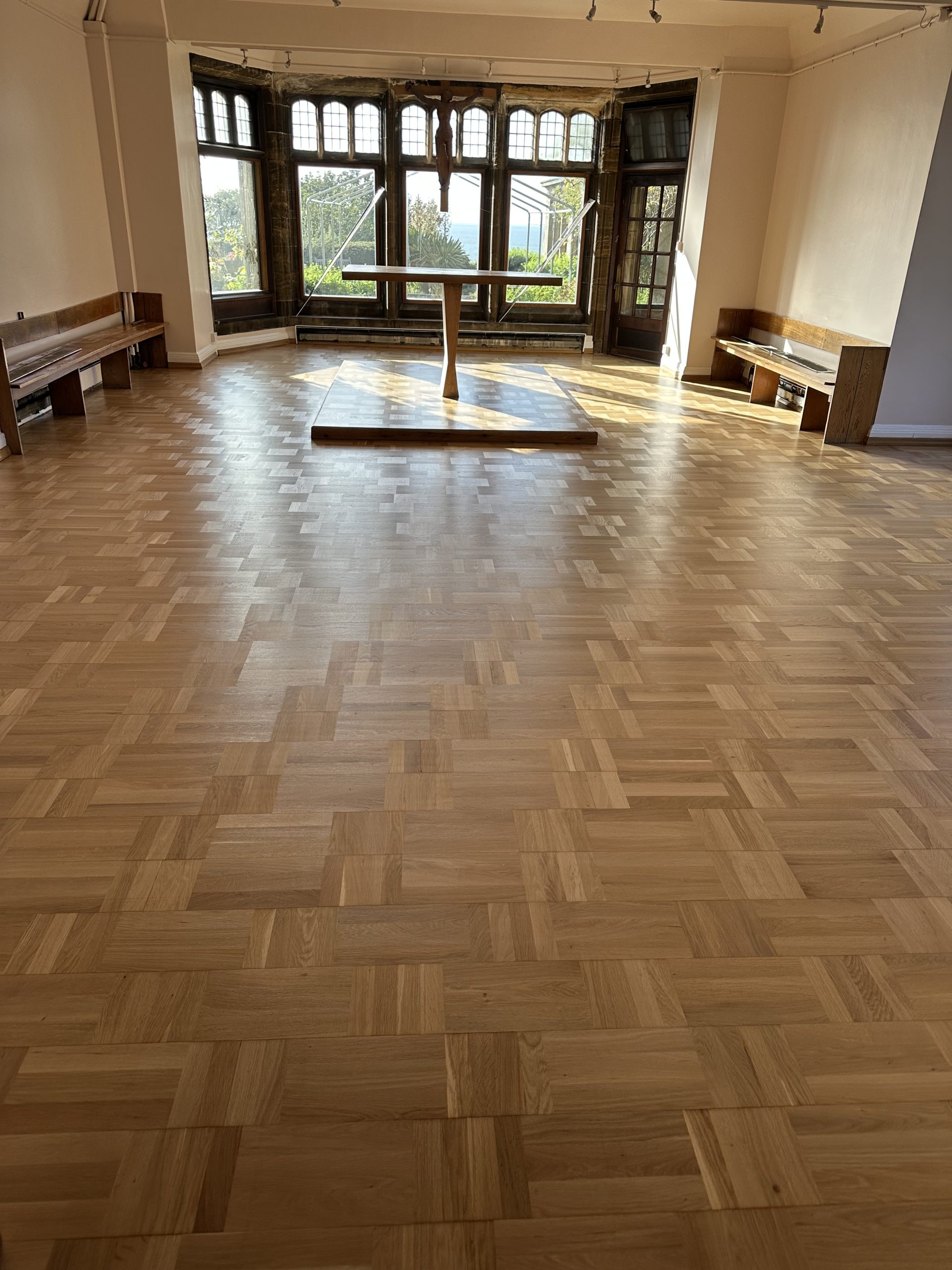 Parquet Floor Restoration – The Friary, Alnmouth Restored parquet flooring at The Friary in Alnmouth