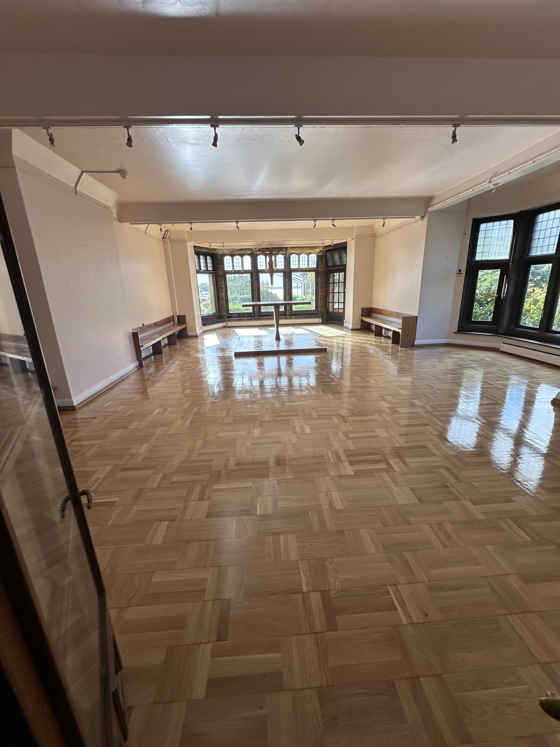Completed parquet floor restoration at The Friary in Alnmouth